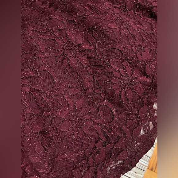 Wine red sparkling mini poof dress, backless - Picture 4 of 8